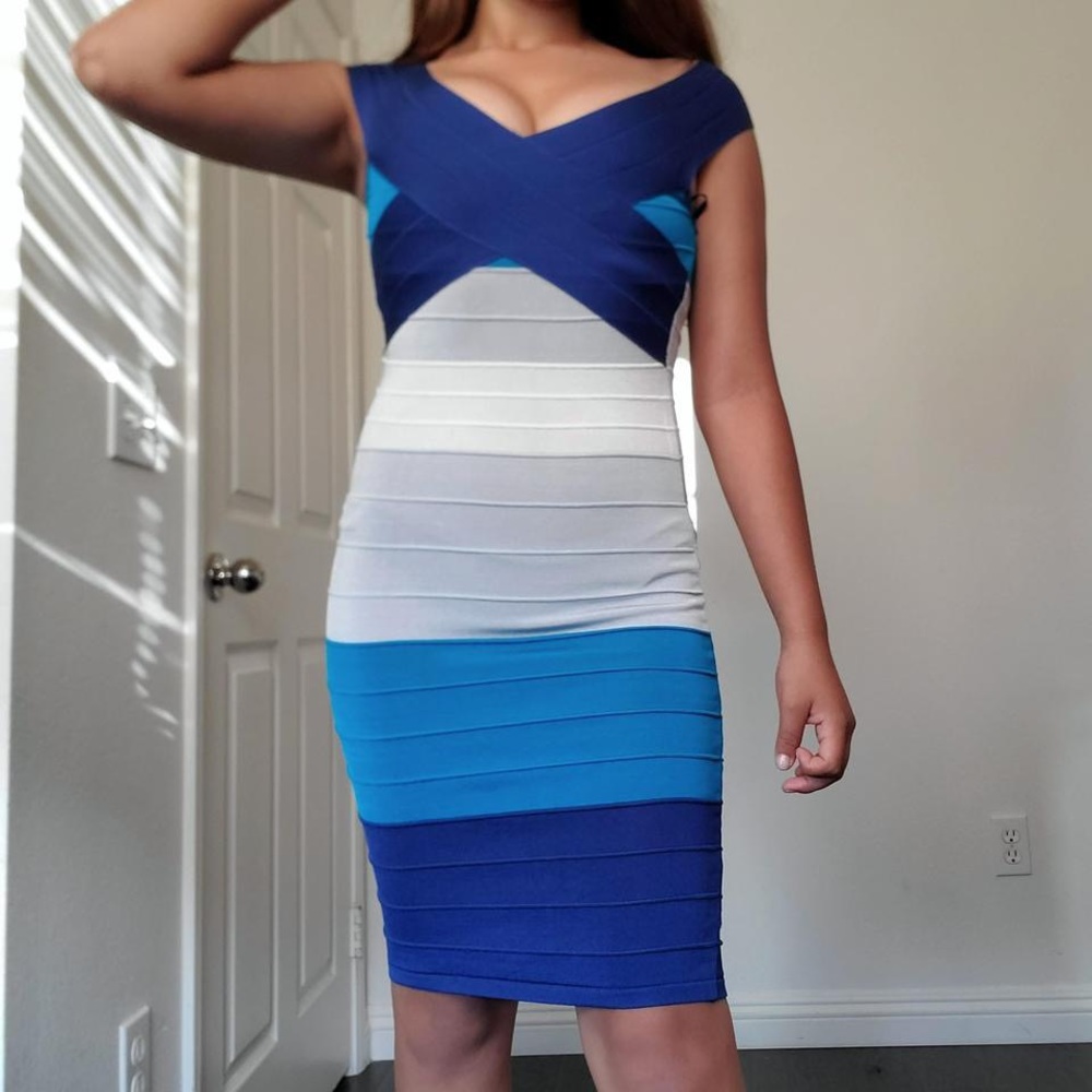 Bebe blue bandage dress (rare) y2k